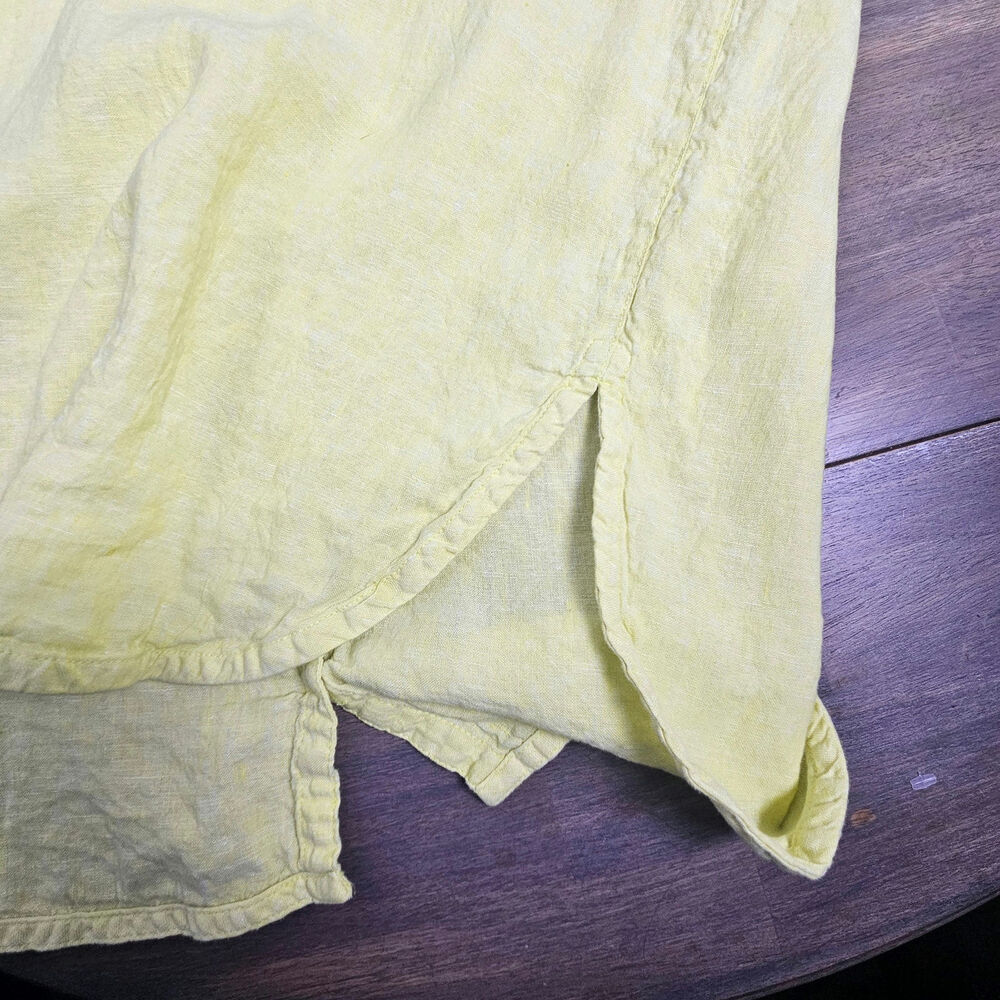Sigrid Olsen Yellow 100% Linen Button Front Shirt… - image 6